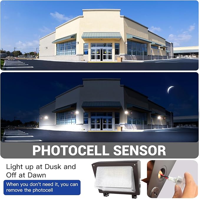 JTT LED Wall Pack Light with Dusk-to-Dawn Sensor 120W/96W/72W Selectable[Eqv.900W HPS/HID]18000LM 6000K/5000K/4000K Daylight WallPack Lights Outdoor LED for Parking LotWarehouseHouseYard-2pack