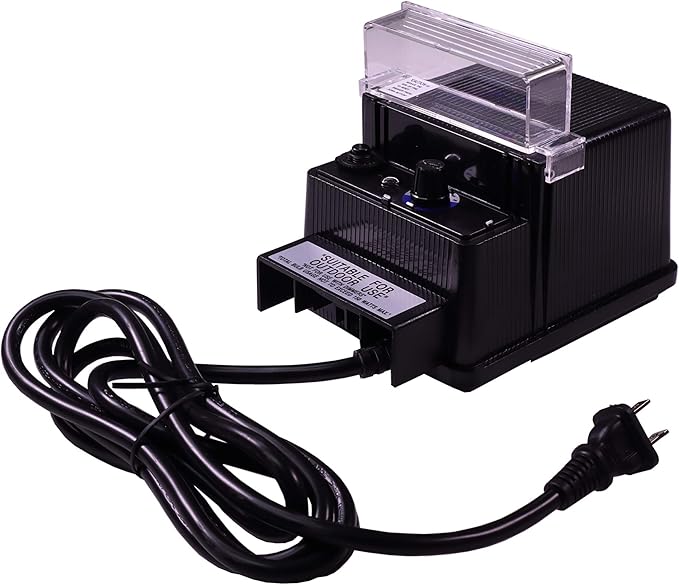 150W Watt AC to 12V Volt LED &amp Halogen -120V Volt Low Voltage Landscape Lighting Indoor/Outdoor Weatherproof Transformer Electric Power Pack with Photocell Sensor - Black Case