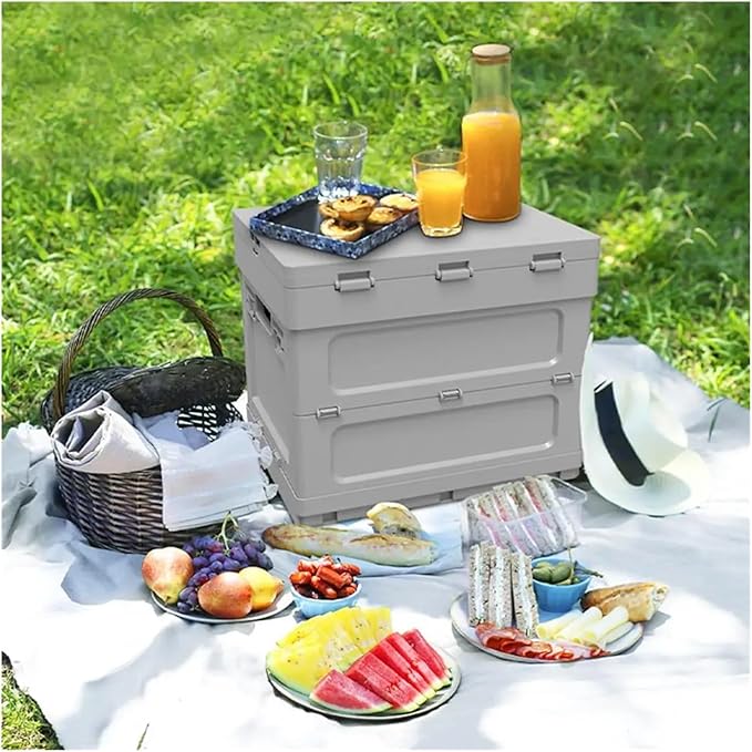 Folding Table with Storage Container Portable Folding Table with Storage Capacity for Outdoor