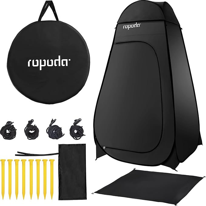 ROPODA Pop Up Tent 83inches x 48inches x 48inches Upgrade Privacy Tent Porta-Potty Tent Includes 1 Removable Bottom 8 Stakes 1 Removable Rain Cover 1 Carrying Bag