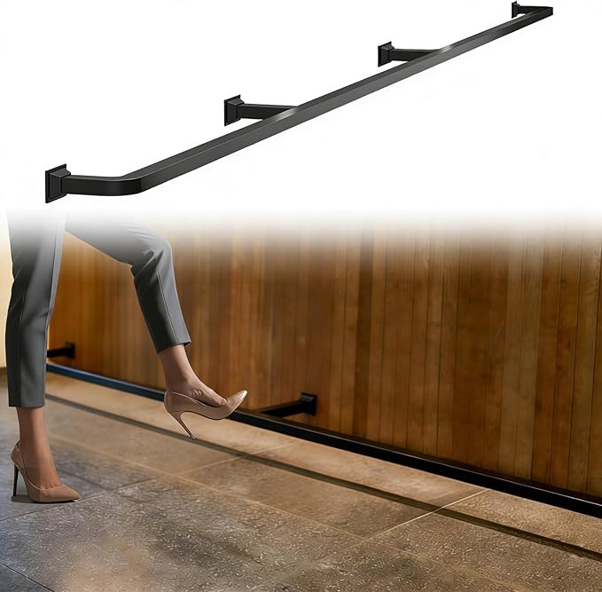 Square Pipe Foot Rest for Bar Counter Wall Mount Footrest Rail with Brackets &amp Installation Kit Basement Pub Kick Bar Customizable