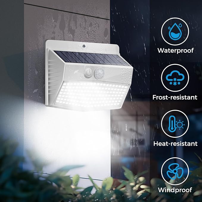 Peasur [12 Packs] Solar Outdoor Lights Motion Sensor Solar Security Lights Waterproof with 3 Lighting Modes Solar Powered Wall Lights Outside for Garden Fence YardWhite