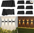 8-Pack Solar Fence Lights Up &amp Down Lighting 50LM/25LM 4 Modes (3000K/6500K) IP65 Waterproof 1200mAh Battery Screw/Adhesive Mount for Garden Wall Path Deck