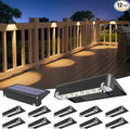 VOLISUN Solar Deck Lights 12 Pack Warm White Glow LED Large Size Lamp IP65 Waterproof Step Lights Outdoor for Deck Step Fence Railing Wall and Stairs (Black)
