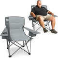 Timber Ridge Oversized Folding Camping Chair for Adults Support 550 LBS Heavy Duty Chairs with Cup Holder Side Pocket for Camping Lawn Picnic 2 Pack(Grey)