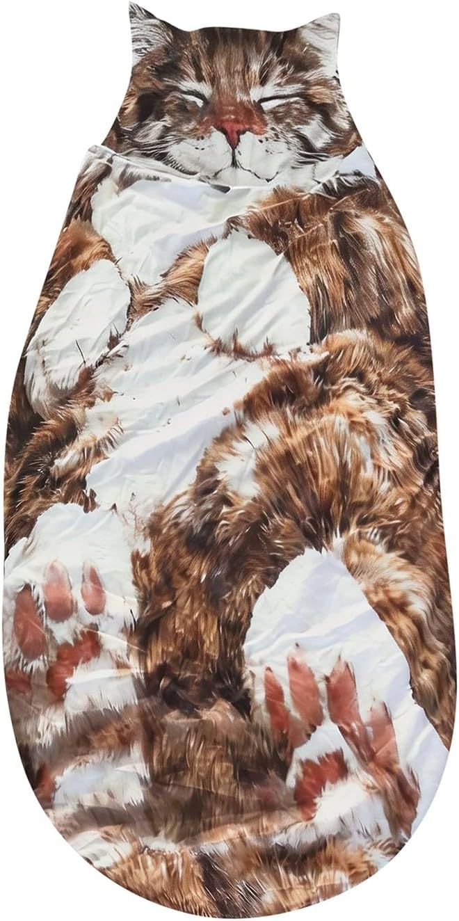 Adult Soft Plush Cat Envelope Sleeping Bag - Warm Washable Sleeping Bag Blanket for Camping Sleepovers Home Lounging Indoor Rest &amp Outdoor Travel Comfort
