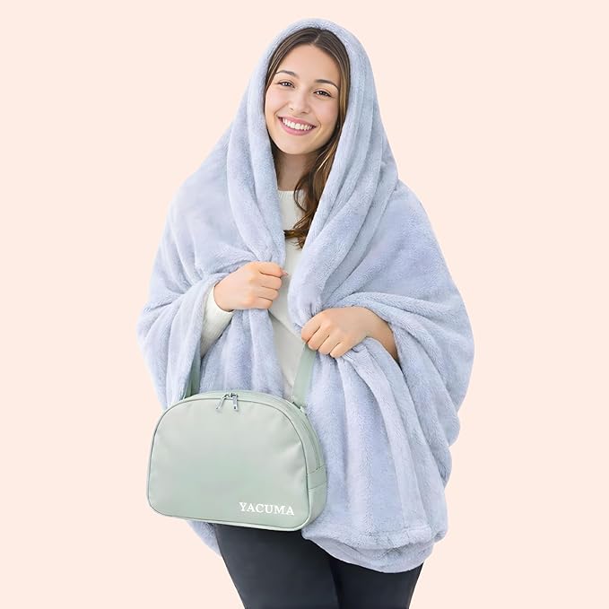 Travel Blanket Airplane Compact with Bag Ultra-Soft 40 x 60 Flannel Travel Organizer Bag with Adjustable Strap Lightweight Warmth for Long Flights