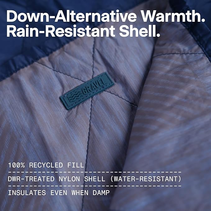 Gravel UltraPak™ Packable Insulated Travel Blanket – Lightweight Outdoor Blanket Water-Resistant Compact 20D Nylon with Snap Closure