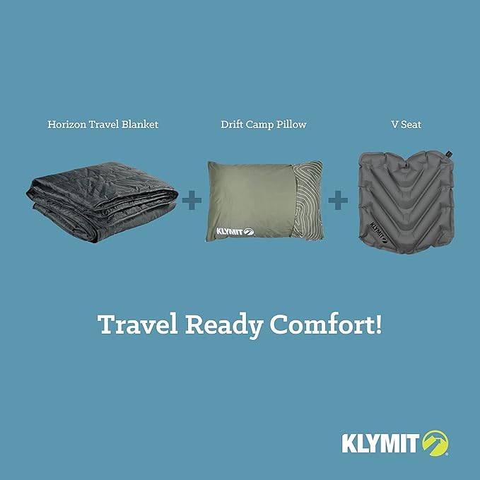 Klymit Horizon Travel Packable Camping Blanket and Comforter Blue/Black