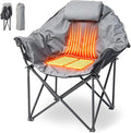 Oversized Heated Camping Chair Folding Heated Outdoor Chair with Back &amp Seat Heating Heavy Duty Support 400 lbs Portable Heated Camp Chair for PatioTailgating Picnic Battery NOT Included Gr