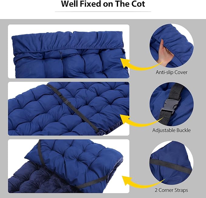 REDCAMP Folding Cot Pads for Sleeping Extra Thick Soft Comfortable Velvet &amp Corduroy Cotton Camping Cot Mattress Pad for Backpacking Hiking Black Blue Brown Grey 75x30 inches