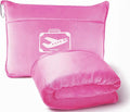 FlyHugz Pink Travel Blanket &amp Pillow Set (59.1x47.2) with Carry Case Luggage Sleeve &amp Clip – Portable Lightweight Breathable &amp Washable – Perfect for Plane Car Camping &amp Travel