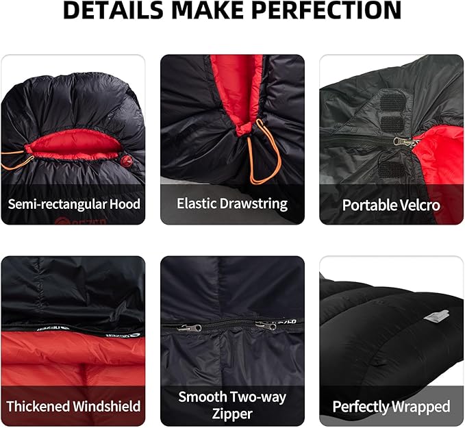 Down Sleeping Bag for Adults 620 Fill Power 0 Degree Sleeping Bag Cold Weather Ultralight with Pouch for Backpacking Camping Hiking