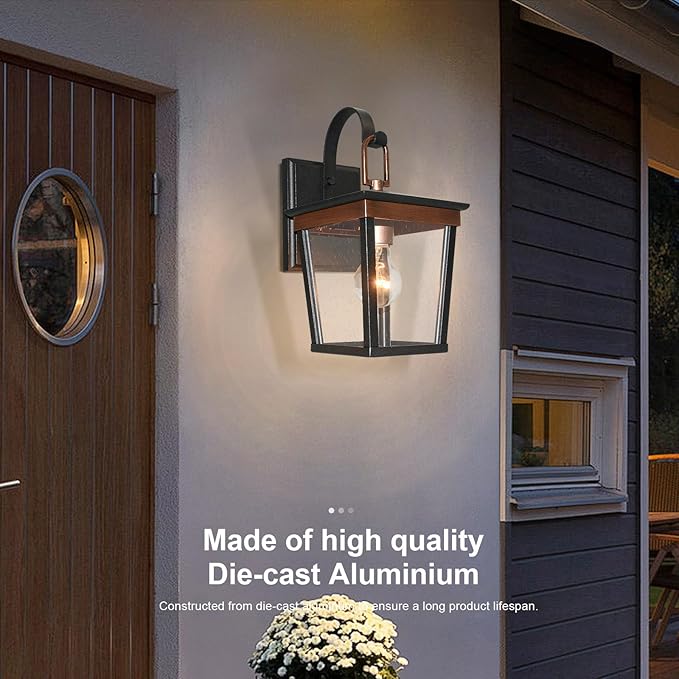 ALVIME 2 Pack Copper Outdoor Wall Sconces Waterproof Porch Light with Clear Seeded Glass E26 Base for Entryway Backyard Patio