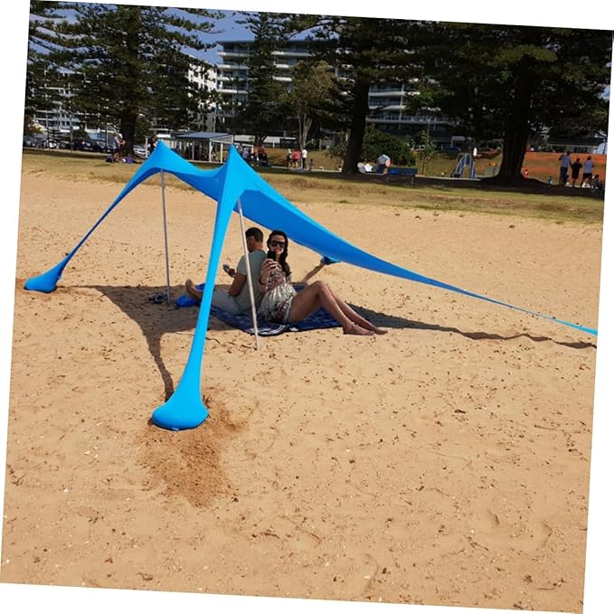 HANABASS Outdoor Beach Canopy Tent Multi Functional Sunshade for Camping Fishing and Outdoor Activities Blue Easy Setup Compact Storage for Family Relaxation
