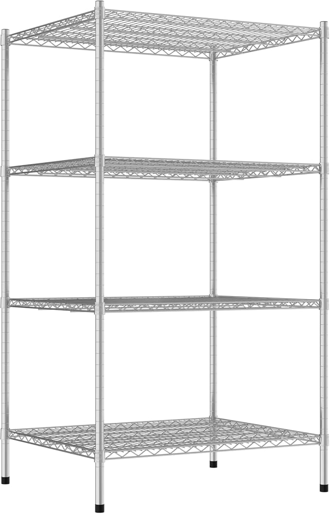 Commercial NSF Listed Chrome Stationary Wire Shelving Kit 30 x 36 x 64 with 4 Shelves Perfect for Warehouse Walk-in Refrigerator Freezer Grocery Store Restaurant Dishroom