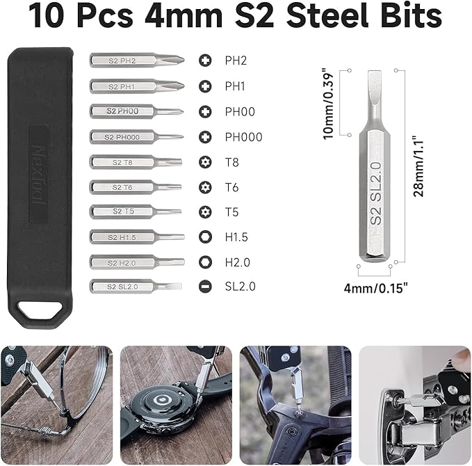 NexTool Knight K30 Multitool11-in-1 Pocket Knife Multi tool with Axis LockSerrated ScissorsTweezersAwl4mm 10-in-1 Bit Set for DIY、Repairs、Gifts