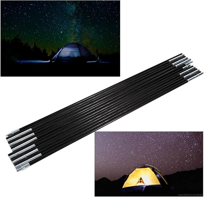 Fibreglass Tent Poles Replacement Camping Double Tent Poles Support Frames Kit 1 Sets Outdoor Camping Folding Fiber Glass Rod for Hiking