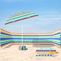Sliner 20ft Beach Windscreen Kit with Adjustable Beach Umbrella Outdoor and Sand Anchor Wind Blocker for Sand Portable Windscreen Sunbathing Privacy Screen with Bag and Hammer Rainbow Stripe