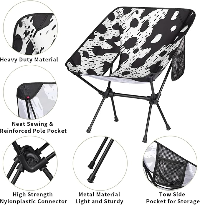 Honeybaby Folding Camping Chair Abstract Leopard Print Camping Chairs Lightweight Portable Chair Outdoor Foldable Chairs for Camping Travel Picnic Beach Hiking