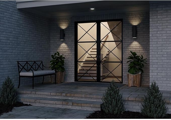 Cylinder Collection 5 Modern Outdoor Up/Down Wall Lantern Light Black