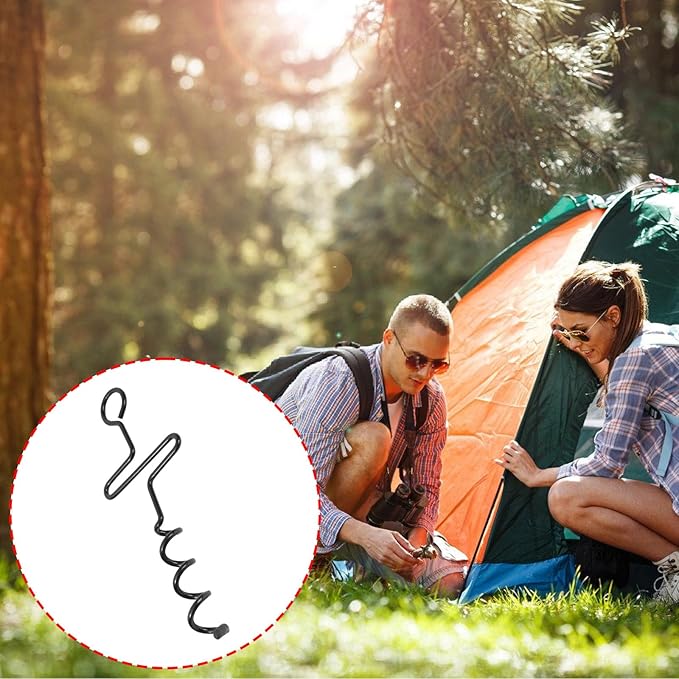 4pieces Outdoor Tent Spirals Stakes Heavy Type Ground Anchors Outdoor Camping Pegs for Secure Outdoor Shelter
