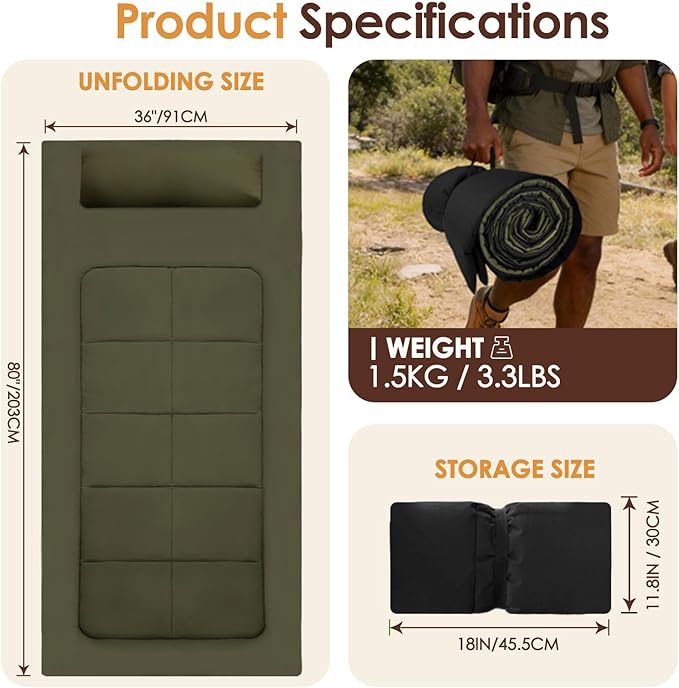 Floor Mattress 80 x 36 Inches XXL Portable Foam Sleeping Pad Comfortable Non-Slip Foldable Camping Mattress Lightweight Easy to Storage for Home Outdoor Tent Guest Bed Living Room