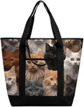 Insulated Shopping BagLarge Reusable Cooler Bags Cat Collection Printed Foldable Shopping BagTravel Waterproof Shoulder Bag