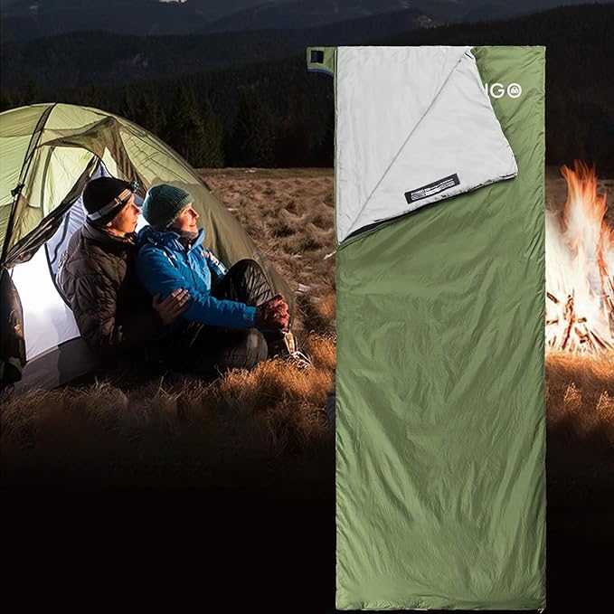 Ultralight Sleeping Bag - Envelope Lightweight Portable Waterproof Comfort with Compression Sack - Great for 3 Season Traveling Camping Hiking