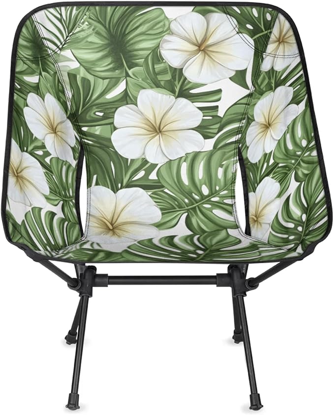Honeybaby Folding Camping Chair Tropical Leaf Flower Camping Chairs Lightweight Portable Chair Outdoor Foldable Chairs for Camping Travel Picnic Beach Hiking
