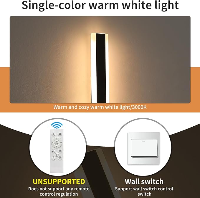23.6inch Modern Outdoor Wall Light 3000K Warm White Linear Outside Wall Sconce Waterproof IP65 Acrylic Panel Black LED Long Wall Lights for Garage Garden Exterior Wall Mount Lights