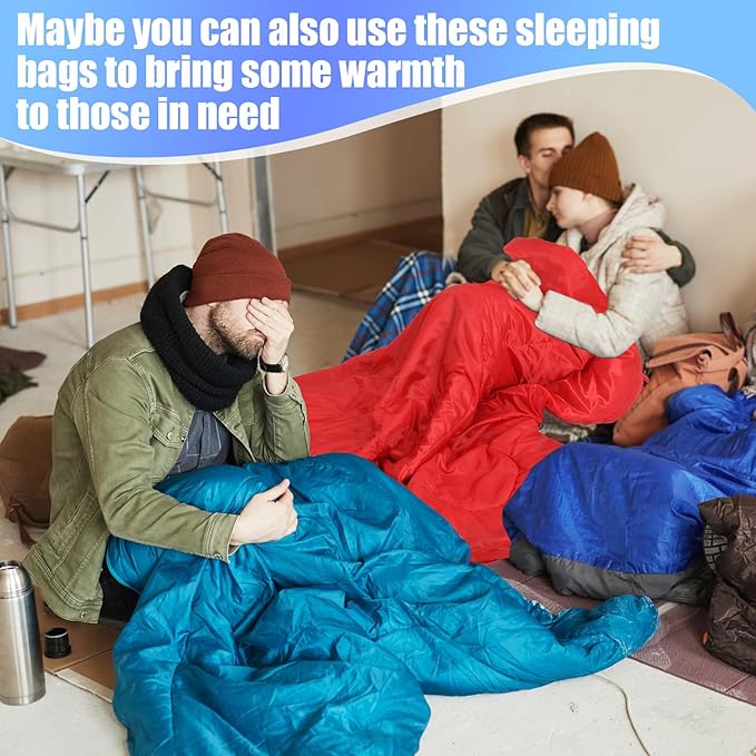 Macarrie 12 Pack Sleeping Bags Set with Compression Sacks 6 Camping Sleeping Bags for Homeless Adults and 6 Emergency Survival Sack for Hiking Outdoor Homeless Shelter Donation Supplies