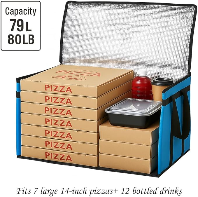 Bodaon Large 2-Pack Insulated Food Delivery Bag With Hard Bottom XXXL Grocery Shopping/Catering bag Bags Rideshare Delivery Bag Cold/Hot Styrofoam Carrier for Travel/Car