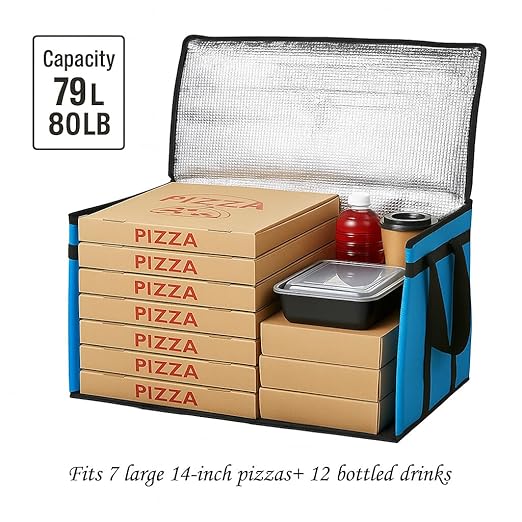 Bodaon Large 10-Pack Insulated Food Delivery Bag With Hard Bottom XXXL Catering/Pizza Cooler Bags Rideshare Delivery Bag Thermal Cold/Hot Styrofoam Carrier for Travel/Shopping/Car