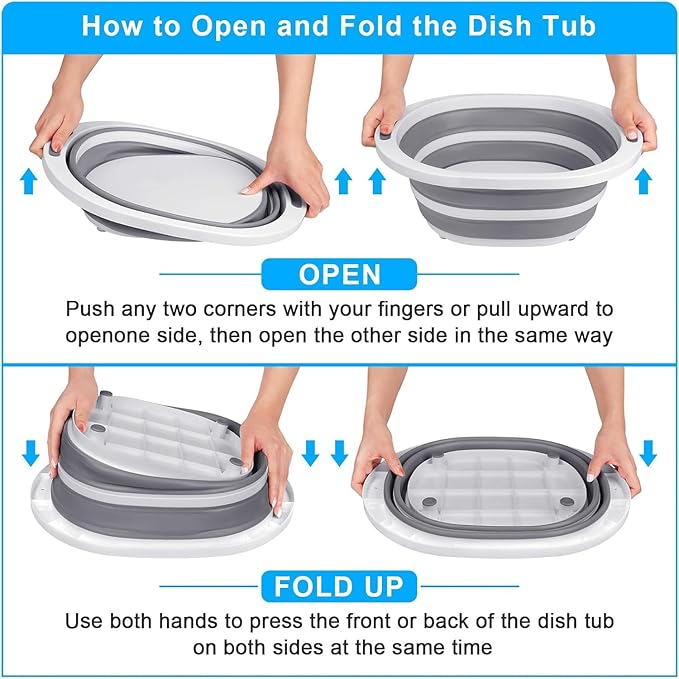 Collapsible Wash Basin for Baby Bottles Cutting Board for Kitchen 7.5L Bottle Wash Basin with Drain Plug