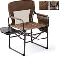 VINGLI Camping Chairs Directors Chair Camping Chair with Side Table &amp Carry BagHeavy Duty Camping Chairs for Adults Portable Folding Camping Chair Pocket for Beach FishingTripPicnicLawn-B