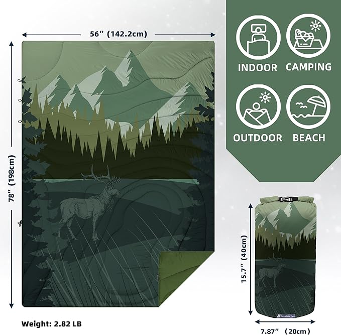 Camping Blanket Puffy - Outdoor Stadium Blanket Wearable Lightweight Packable Machine Washable Camping Quilt for Traveling Picnic Beach Party