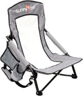 SUNNYFEEL Low Folding Beach Chair for Adults Portable Lightweight Sling Beach Camping Chairs with Cup Holder ArmrestFoldable Camp Lawn Chair for Outdoor Sand Concert Travel Sport Events300LBS