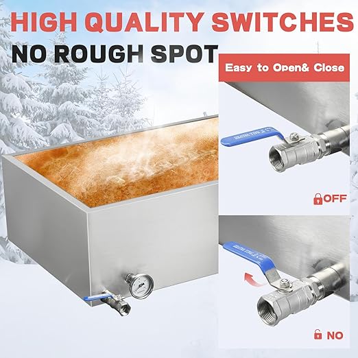 Maple Syrup Evaporator Pan 24.68Gal 304 Stainless Steel Maple Syrup Evaporator with Valve and Thermometer 30 x 20 x 9.5 Inch Feed Pan for Boiling Maple Syrup for Home and Outdoor Use