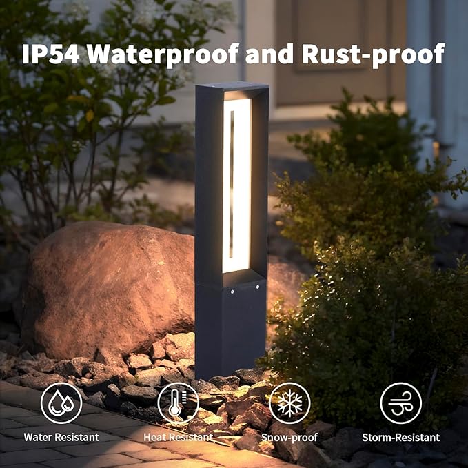 Outdoor Path Light 31.5 Pathway Walkway Lights Hard Wired Waterproof Landscape LED Bollard Lighting Yard Lawn Lamp 3000K Ground Lantern Outside for Garden Sidewalk Patio Decoration