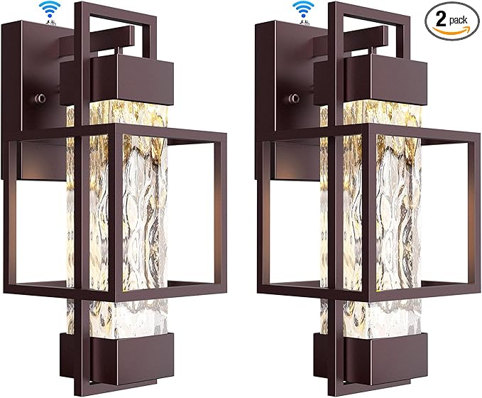 PARTPHONER Modern Outdoor Wall Lights 2 Pack 15 Dusk to Dawn Sensor Waterproof Porch Light Bronze