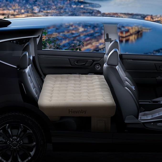 Inflatable Car Air Mattress for Back Seat Cozypad- Universal Fit SUV/Vehicle Bed Pad TPU Material with Rechargeable Built-in Pump Portable Camping &amp Travel Mattress