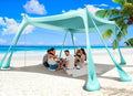 Beach Tent Sun Shelter 10x10ft Beach Canopy Easy Pop Up Sun Shade Portable UPF50+ with 8 Sandbags-2 Sand Shovel-4 Aluminum Poles-Ground Pegs for Outdoor Family Camping Fishing Backyard Picnic