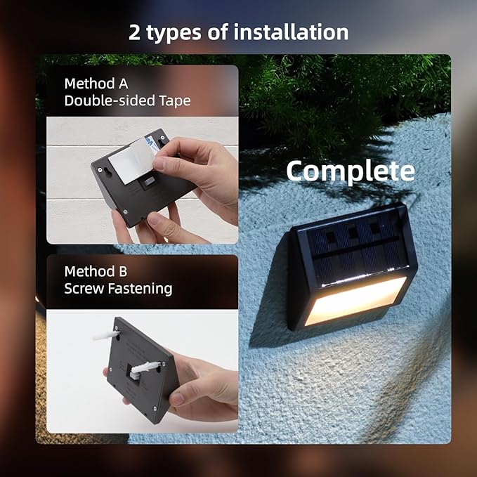 Luminara Solar Step Lights - Weatherproof Outdoor Stair Lighting Solar-Powered Deck Lights for Patio Garden Pathway Warm White Glow (8)