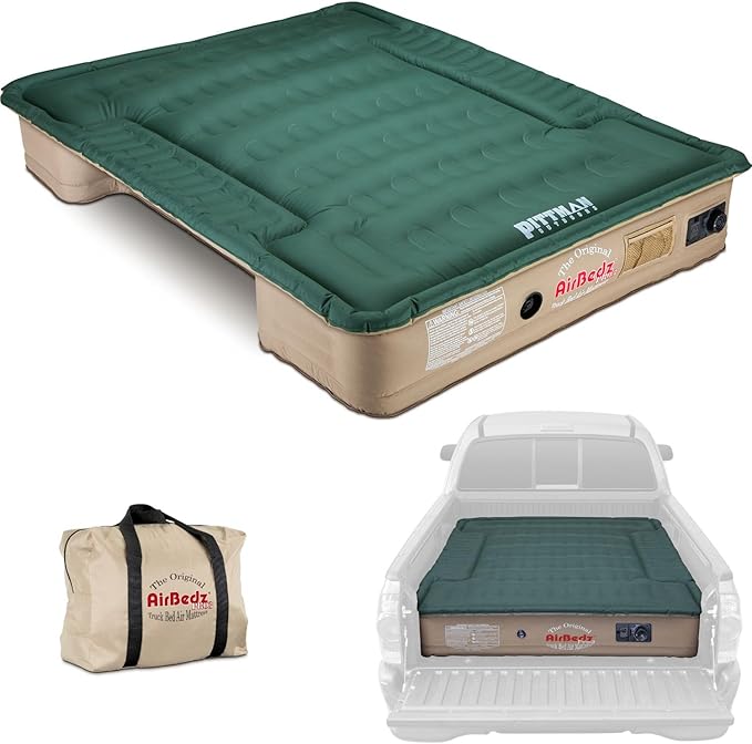 Pittman Outdoors AirBedz Truck Bed Air Mattress – Pro3 Series Truck Bed Mattress for Full Size Long Bed 8 Foot+ 25% More Coverage Built-in Pump Heavy Duty PVC Carry Bag Included - PPI-301
