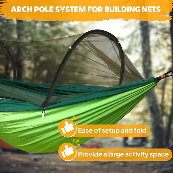 Chihee Ultra-Light Travel Camping Hammock Pop-up Net Hammock 660lbs Load CapacityBreathableQuick-Drying Parachute Nylon 2 Premium Carabiners2 Tree Slings Included for Outdoor Backpacking Hiking