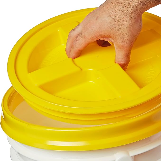 Gamma Seal Lids for 3.5 5 6 and 7 Gallon Buckets – Pack of 12 Yellow Gamma Lids – Food Grade BPA Free Reusable Lids Made in USA