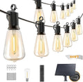 Outdoor Solar Waterproof Light String 50FT Wire and 25+1 LED shatterproof Bulbs dimmable Light Cannon with Remote Control Suitable for Courtyard Terrace Balcony Party Decoration Lighting