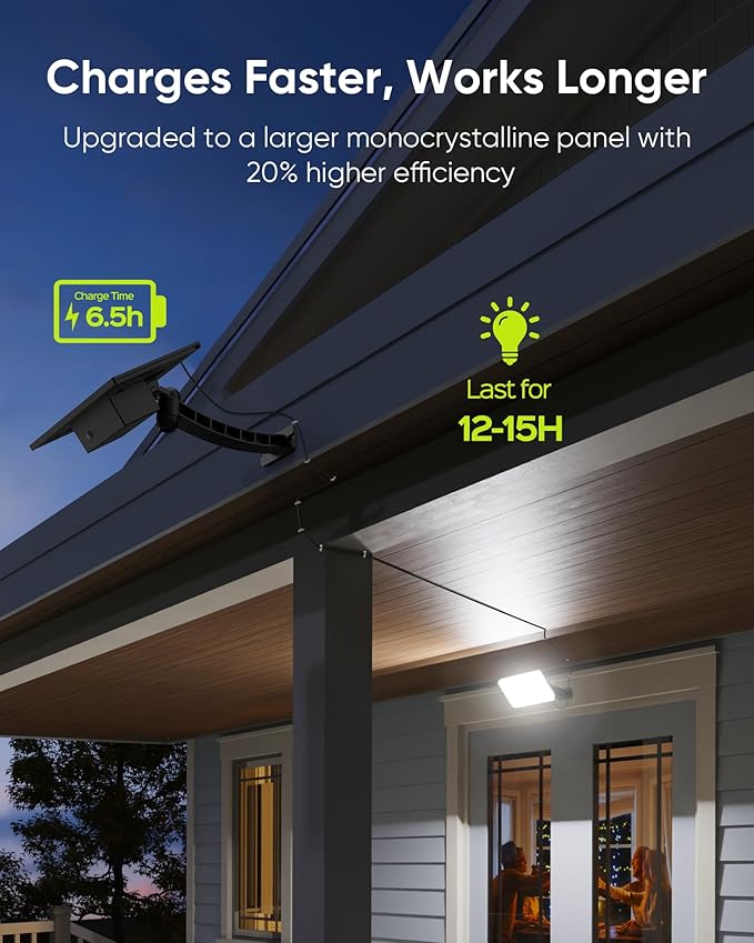JACKYLED Solar Lights Outdoor 299 LED 1000 Lumens Bright Solar Wall Spotlight with 4000mAh Battery IP65 Waterproof Dusk to Dawn Auto Lighting for Front Door Balcony Shop Barn Garage (Black 2-Pack)