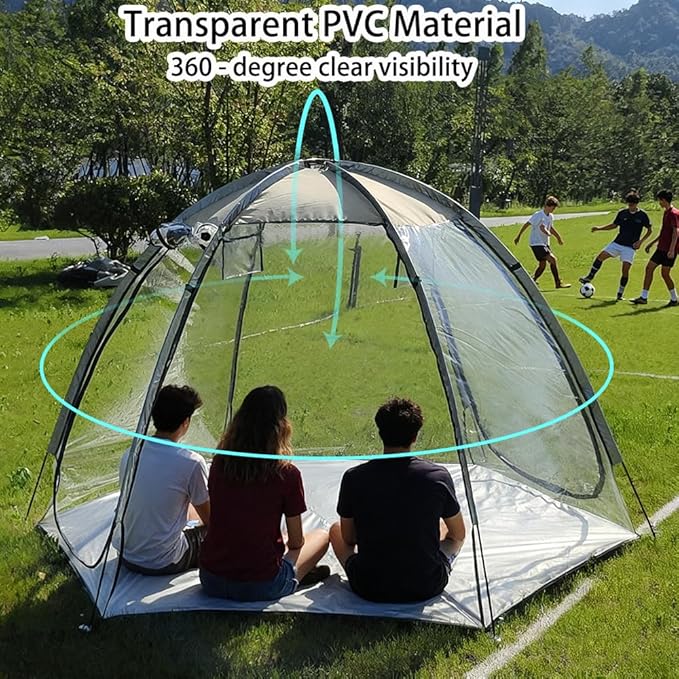 2 Person Transparent Sports Tent 360° Panoramic View Windproof Portable Outdoor Clear Bubble Tent for Winter Camping Fishing and Sports Activities